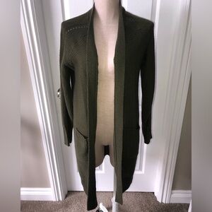 Poof Apparel Cozy Olive Green Knit Cardigan